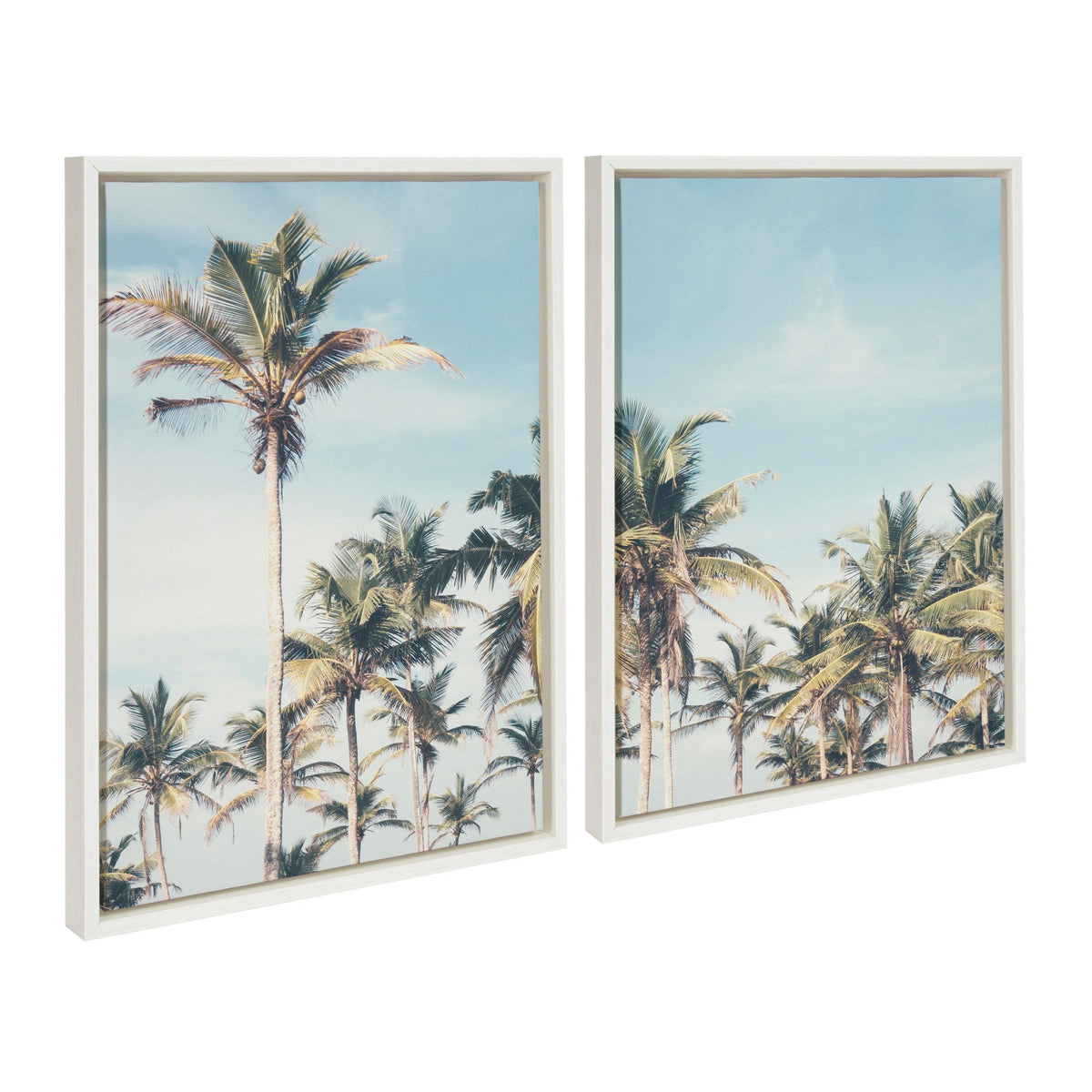 Sylvie Coastal Coconut Palm Tree Beach Framed Canvas Set of 2 by The Creative Bunch Studio