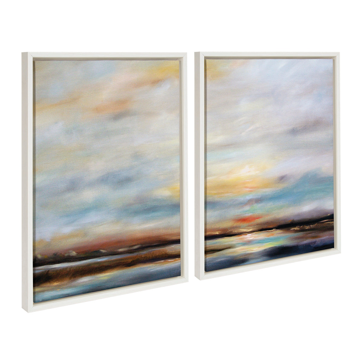 Sylvie Carolina Sunset Diptych Framed Canvas Art Set of 2 by Mary Sparrow