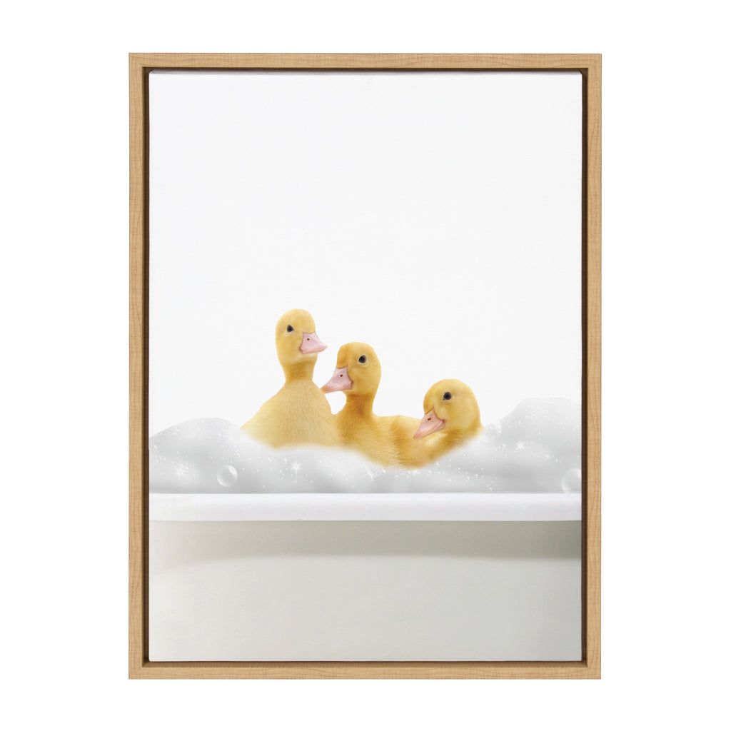 Sylvie Bathroom Bubble Bath 3 Ducks Framed Canvas by The Creative Bunch Studio