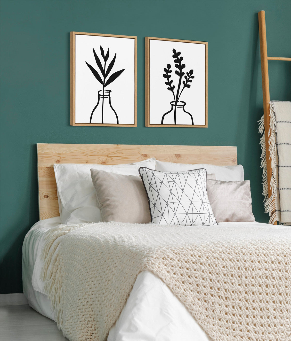 Sylvie Modern Botanical Vase Framed Canvas Set of 2 by The Creative Bunch Studio