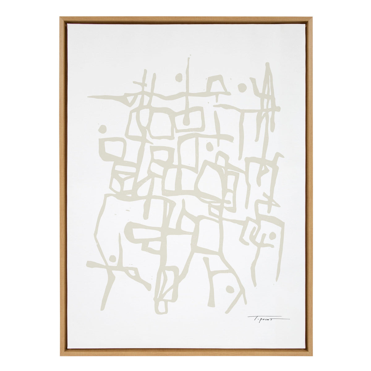 Sylvie Organic Lines Neutral Framed Canvas by Statement Goods