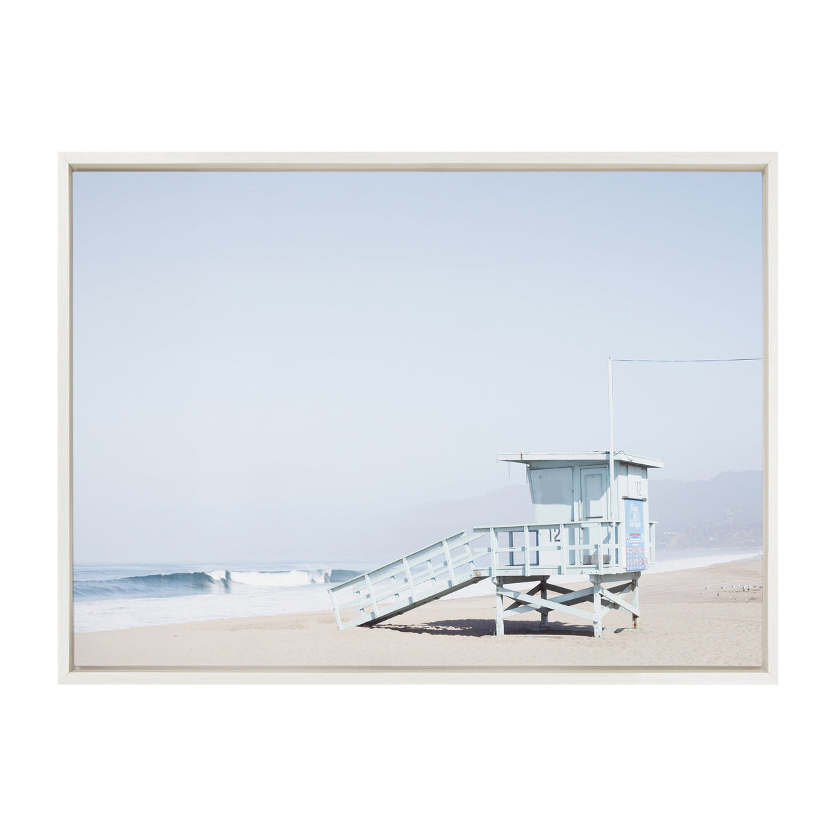 Sylvie Pale Blue Life Guard Tower Framed Canvas by Caroline Mint