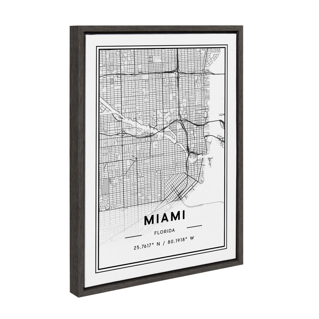 Sylvie Miami Modern Map Framed Canvas by Jake Goossen