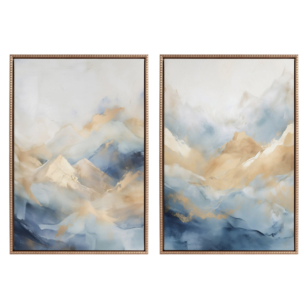 Sylvie Beaded Blue Mountains I and II Framed Canvas Art Set of 2 by Amy Lighthall