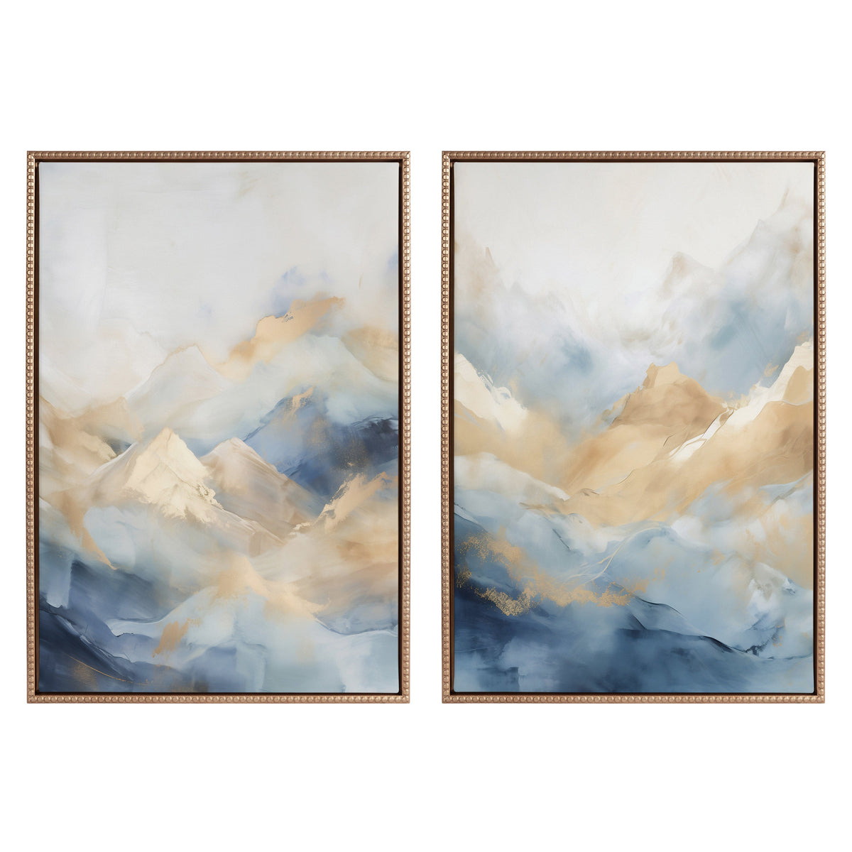 Sylvie Beaded Blue Mountains I and II Framed Canvas Art Set of 2 by Amy Lighthall