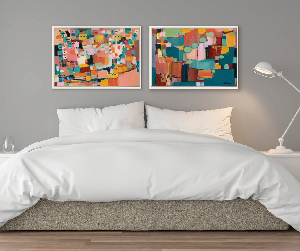Sylvie Sunset Fiesta Set No 1 and Sunset Fiesta Set No 2 Framed Canvas Set of 2 by Leah Nadeau