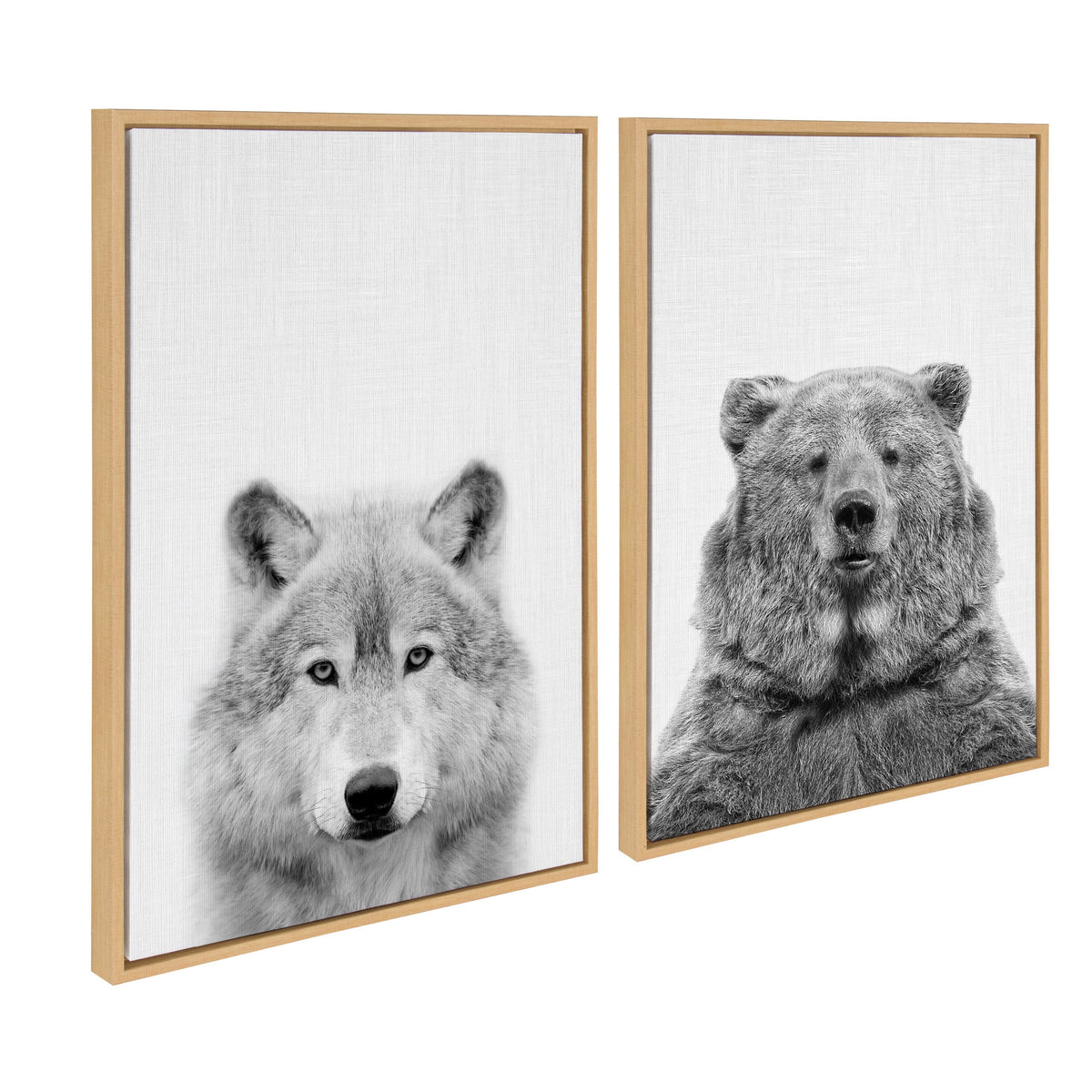 Sylvie Wolf and Bear European Framed Canvas Art Set of 2 by Simon Te of Tai Prints