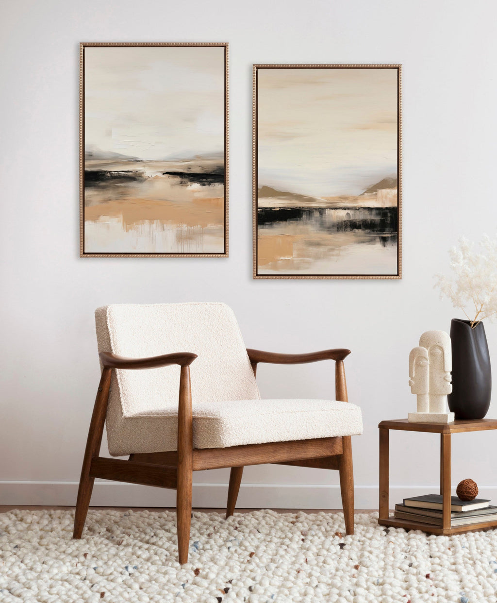 Sylvie Beaded Peaceful Landscape I and II Framed Canvas Art Set of 2 by Amy Lighthall