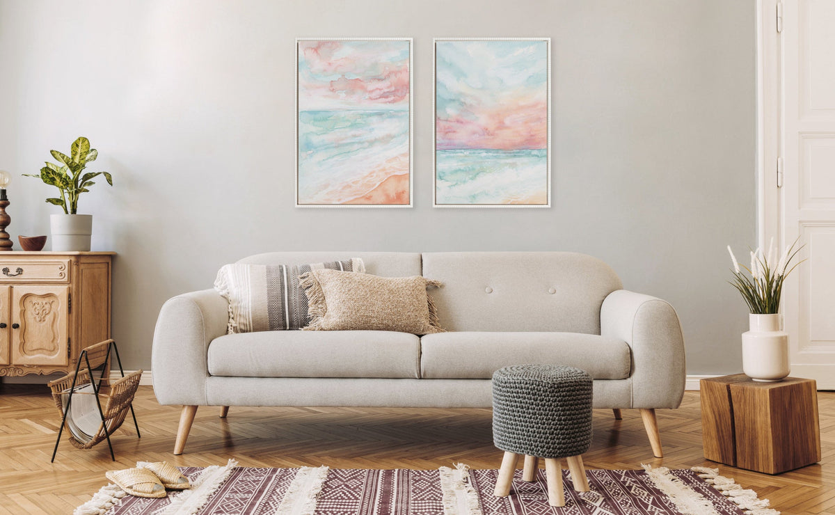 Sylvie Beaded All is Calm and Sky and Sea Framed Canvas Art Set of 2 by Julie Maida
