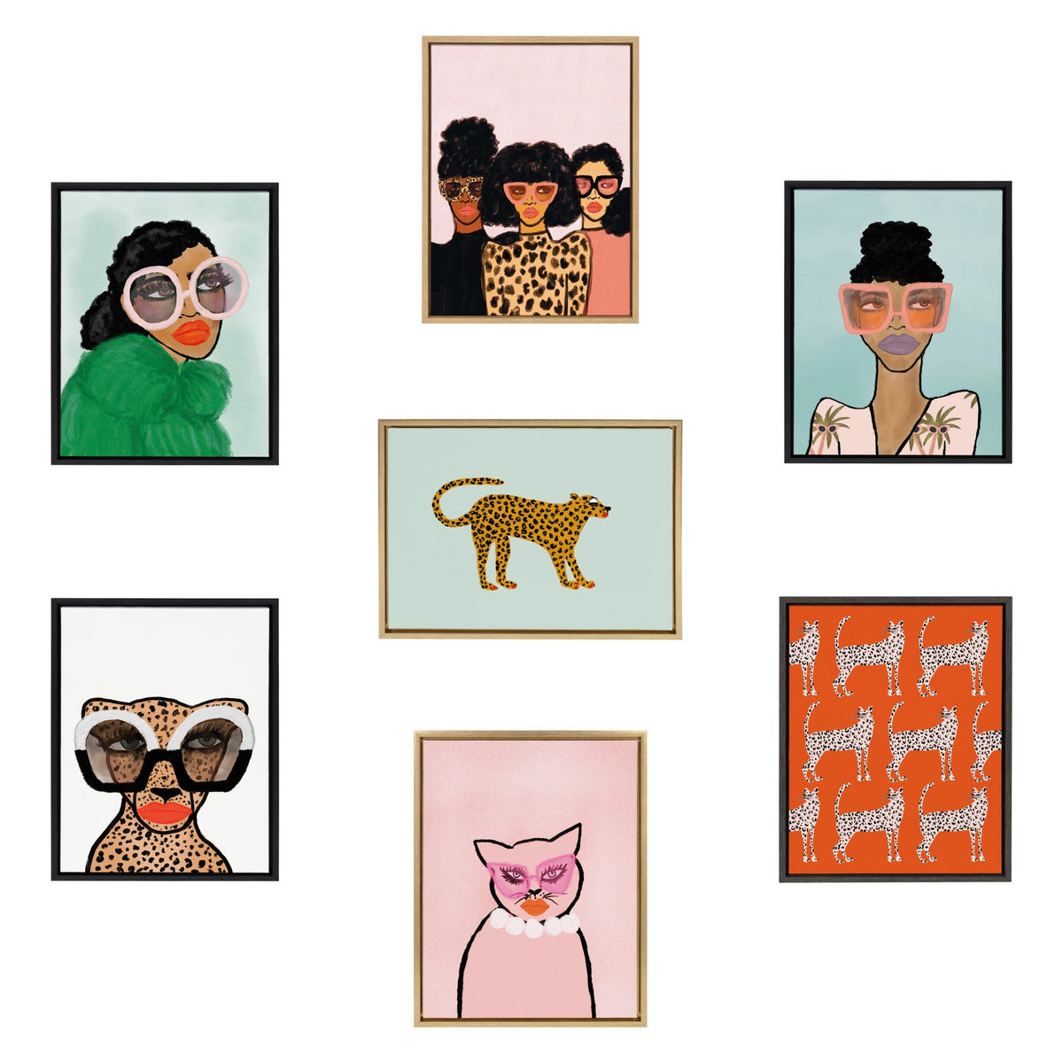 Sylvie Cat in Pearls Framed Canvas by Bouffants and Broken Hearts