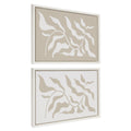 Sylvie Modern Matisse Inspired Botanical White on Beige and Beige on White Framed Canvas Set of 2 by The Creative Bunch Studio