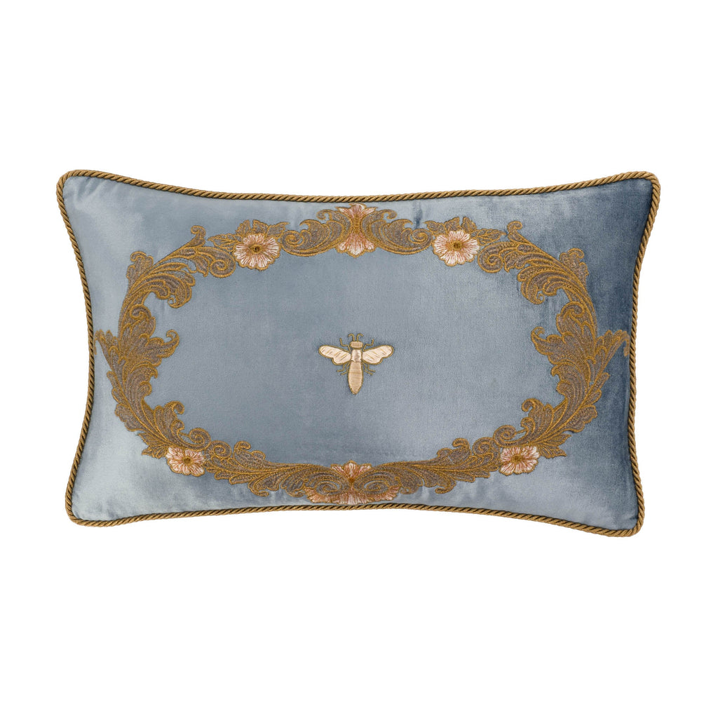 Venice Blue Silk Velvet Throw Pillow Cover, 12 x 20