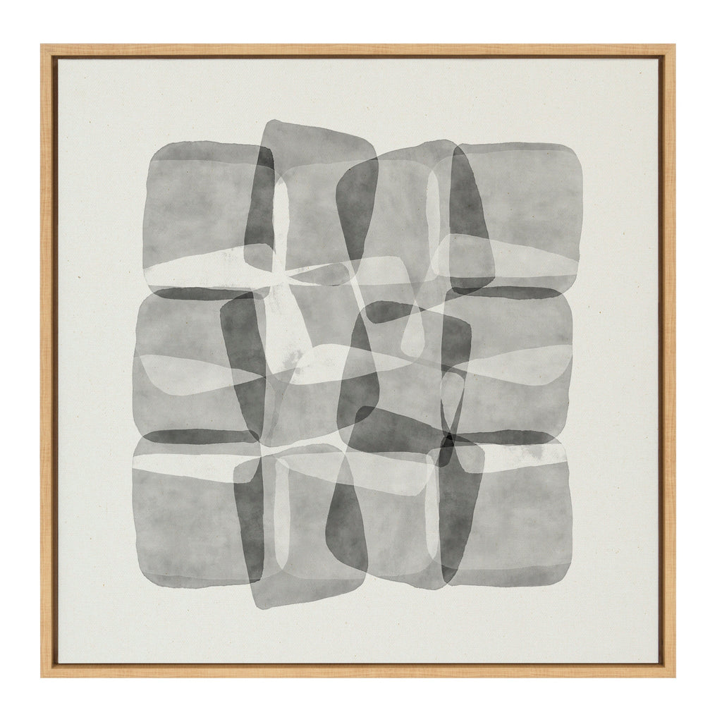 Sylvie Neutral Mod Abstraction Black and White Framed Canvas by Amy Lighthall