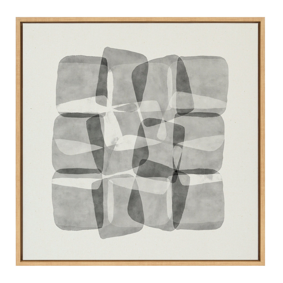 Sylvie Neutral Mod Abstraction Black and White Framed Canvas by Amy Lighthall