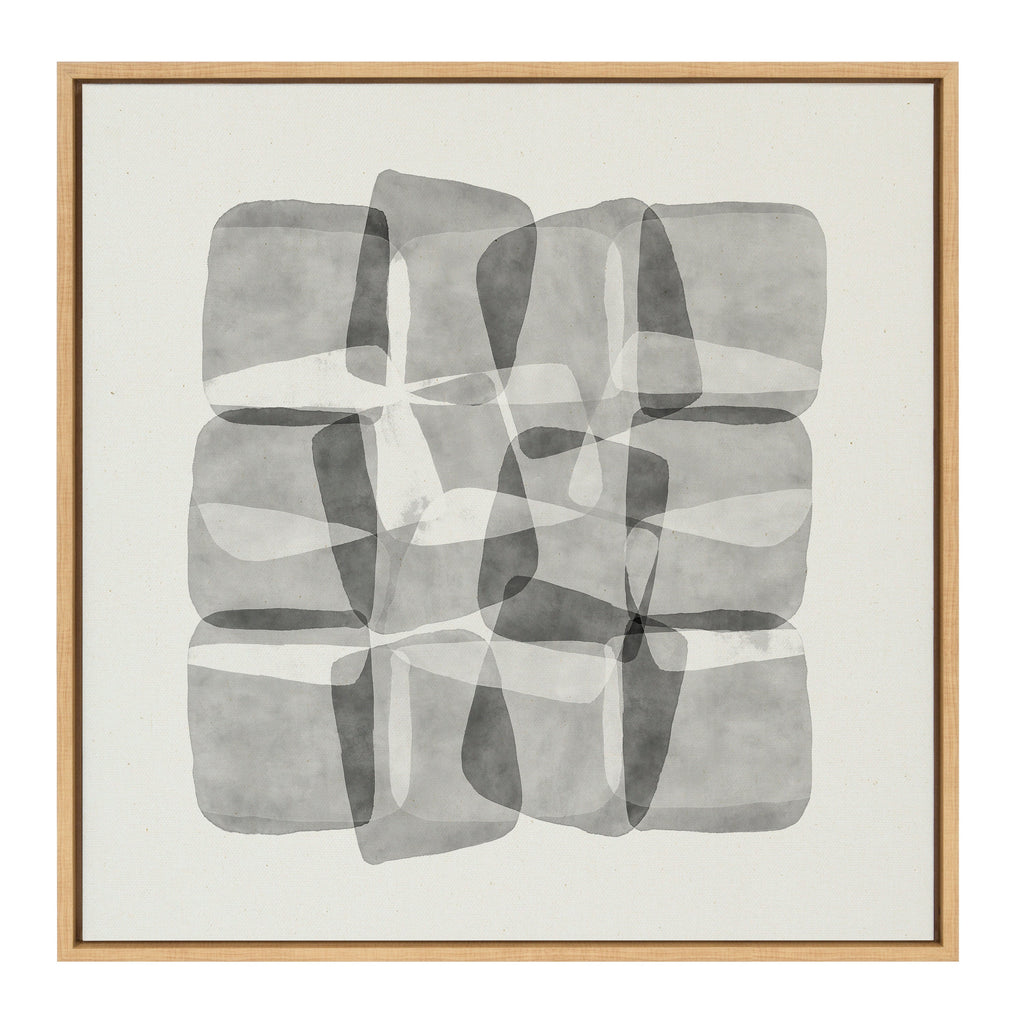 Sylvie Neutral Mod Abstraction Black and White Framed Canvas by Amy Lighthall