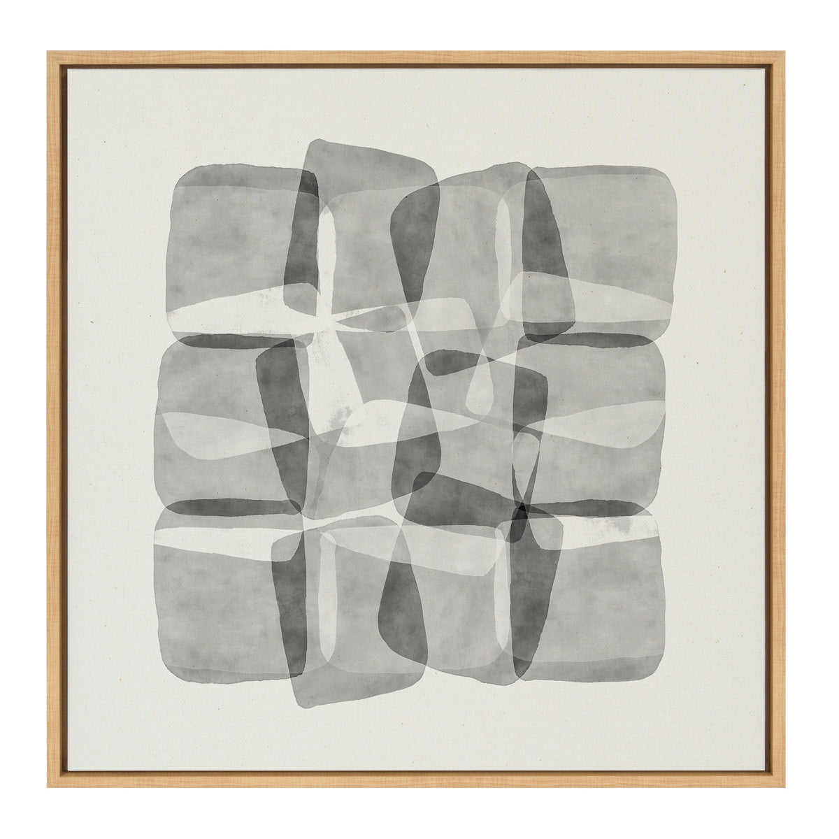 Sylvie Neutral Mod Abstraction Black and White Framed Canvas by Amy Lighthall