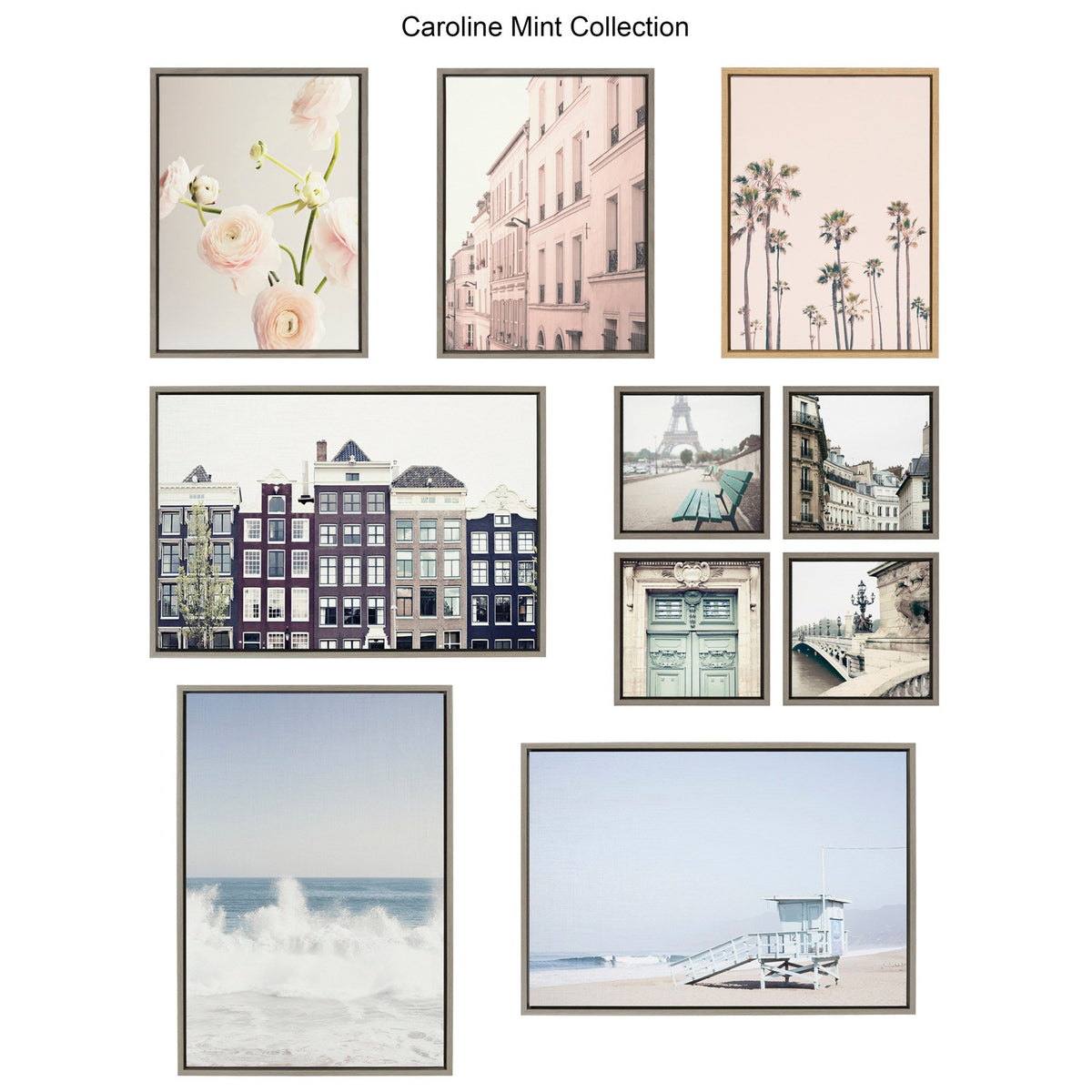 Sylvie Classic Parisian Door and Blue Paris Door Framed Canvas Art Set of 2 by Caroline Mint