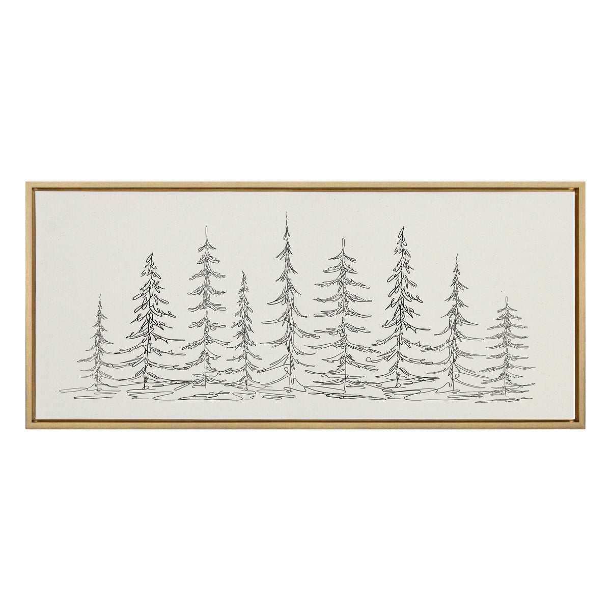 Sylvie Minimalist Evergreen Trees Sketch Framed Canvas by The Creative Bunch Studio