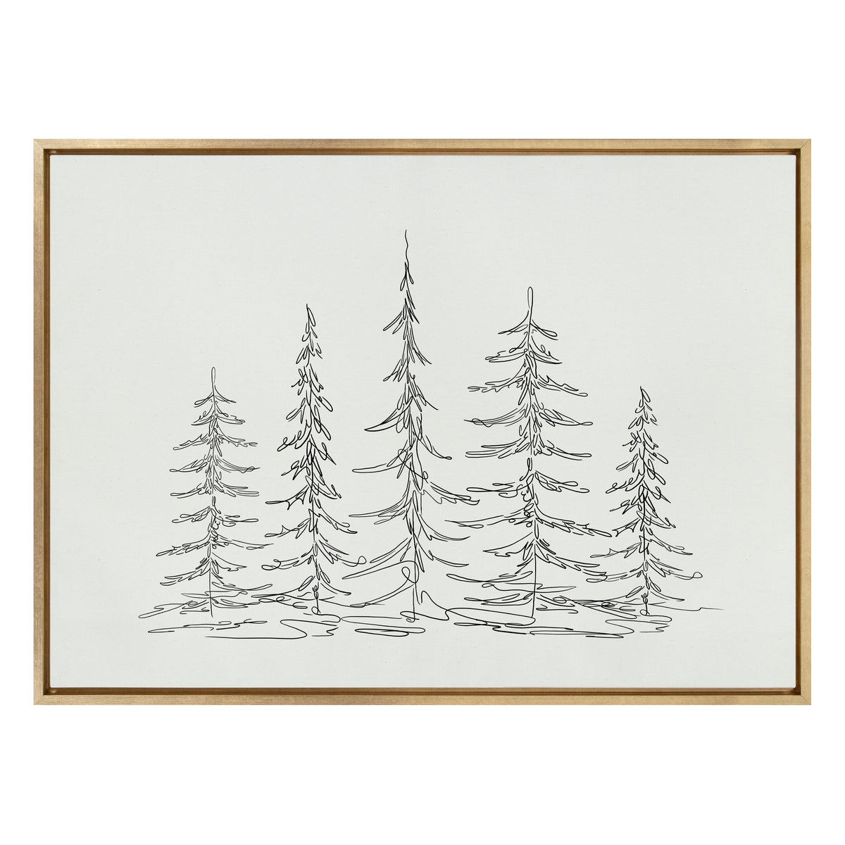Sylvie Minimalist Evergreen Trees Sketch Framed Canvas by The Creative Bunch Studio