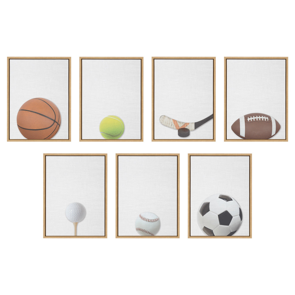 Sylvie Color Soccer Ball Portrait Framed Canvas, Natural 18x24