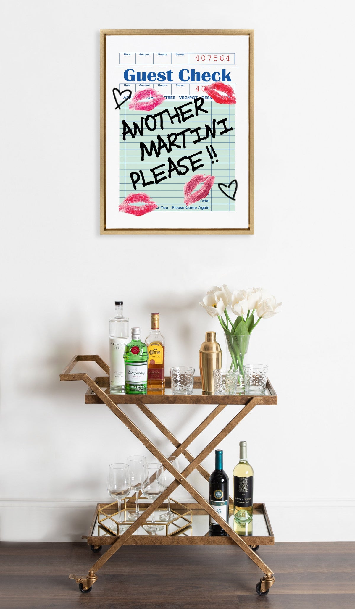 Sylvie Another Martini Guest Check Framed Canvas by Alli Standefer