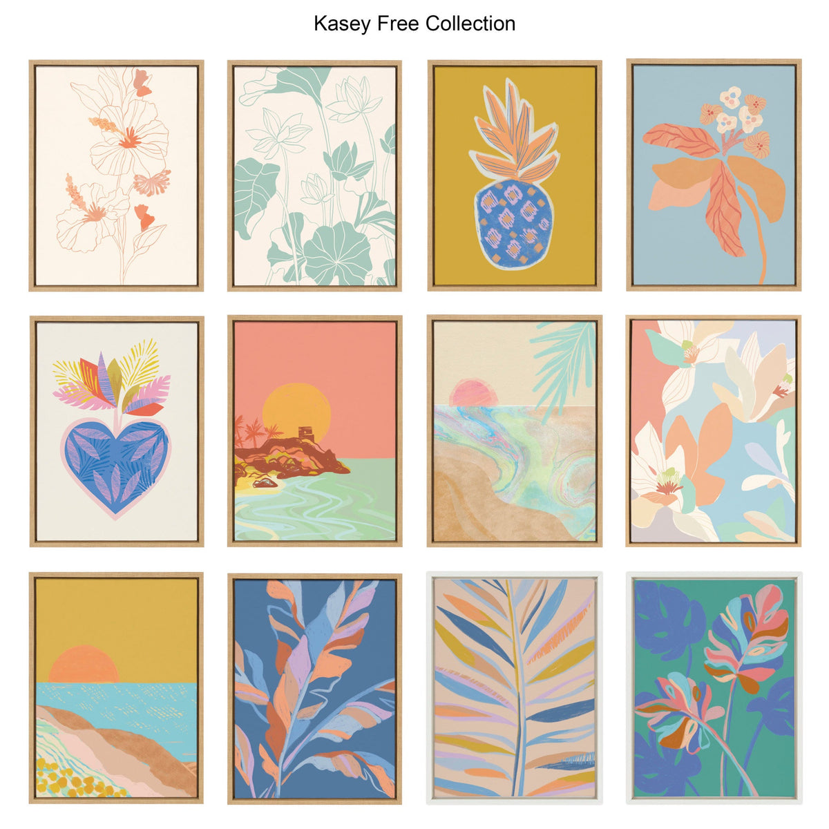 Sylvie Blue Pineapple Framed Canvas by Kasey Free
