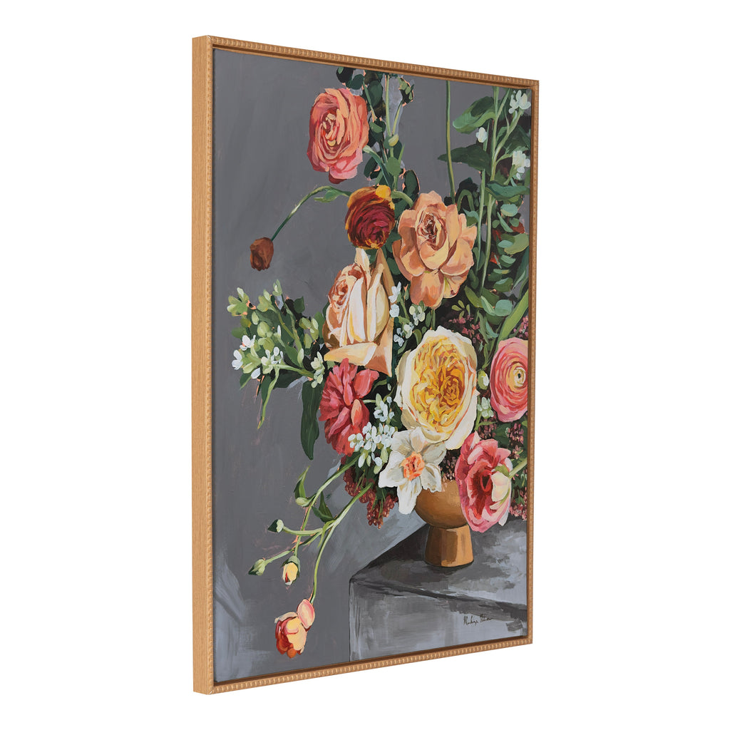 Sylvie Beaded Floral Emergence Framed Canvas by Mackenzie Nelson
