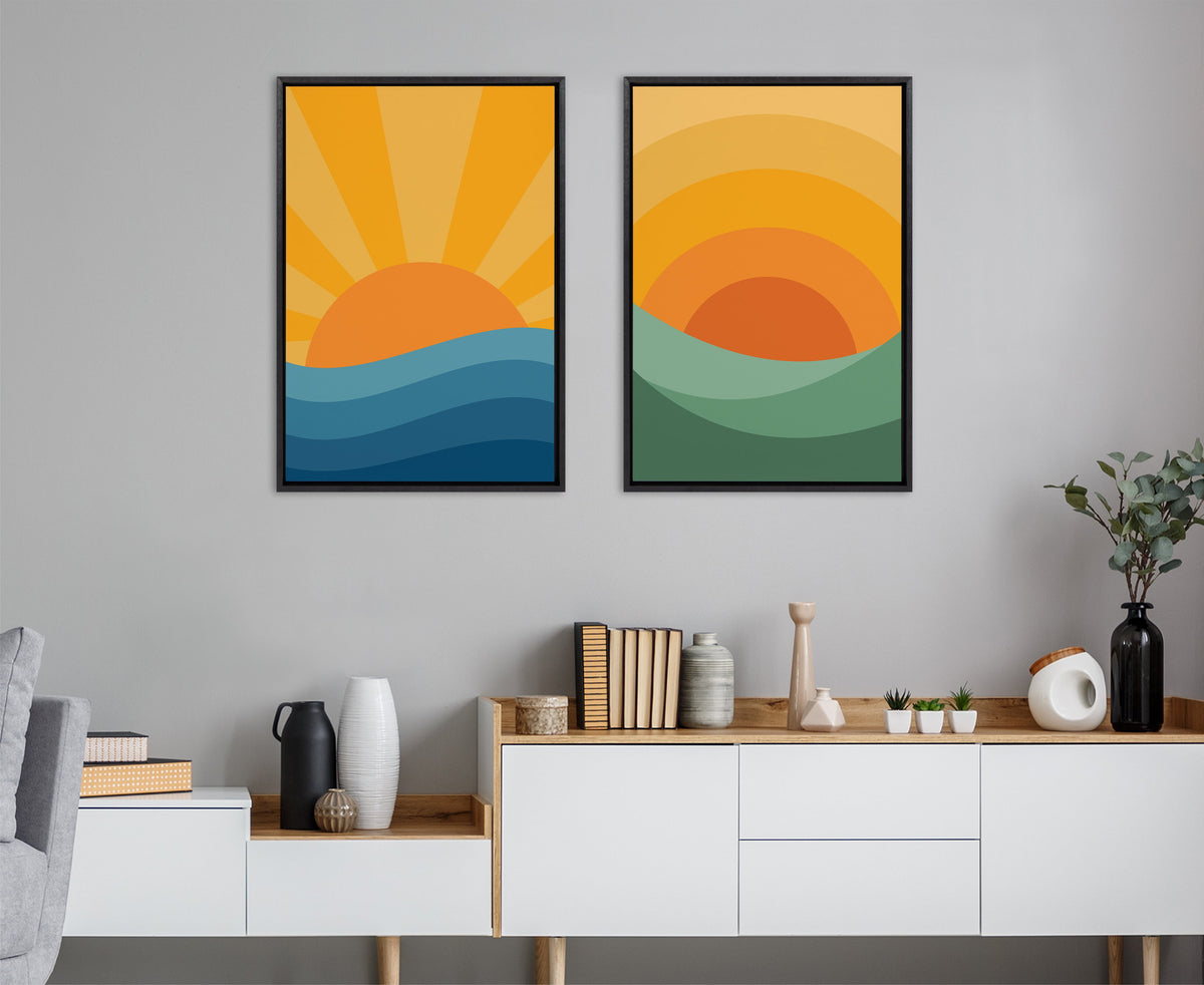 Sylvie Sunshine 1 and 2 Framed Canvas Art Set of 2 by Carrie Cantwell