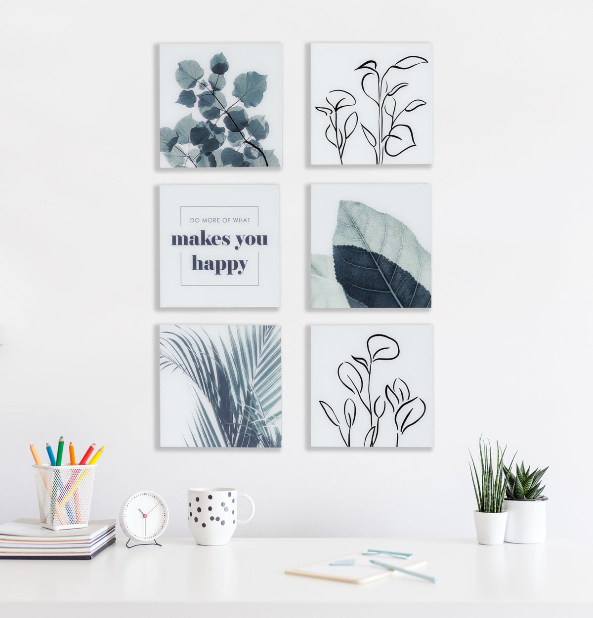 Botanical Greenery Floating Acrylic Set of 6