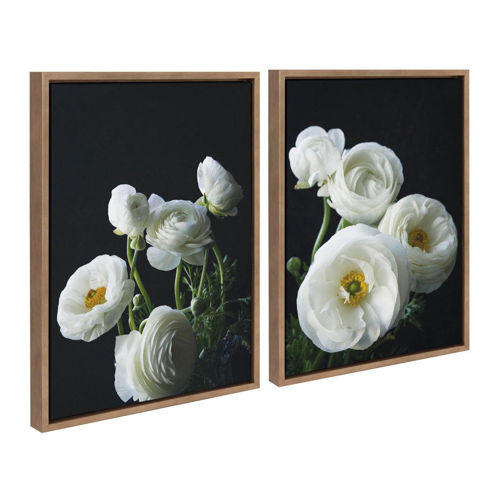 Sylvie White Ranunculus Framed Canvas Set of 2 by Emiko and Mark Franzen of F2Images