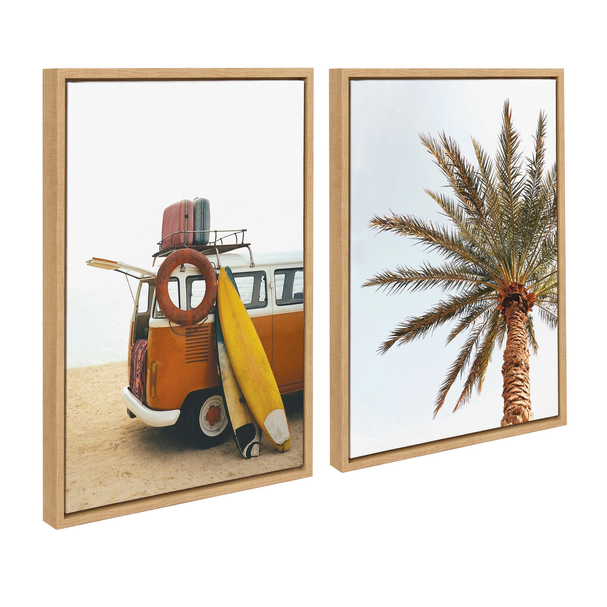 Sylvie Surfboard Paradise Framed Canvas Set of 2 by The Creative Bunch Studio