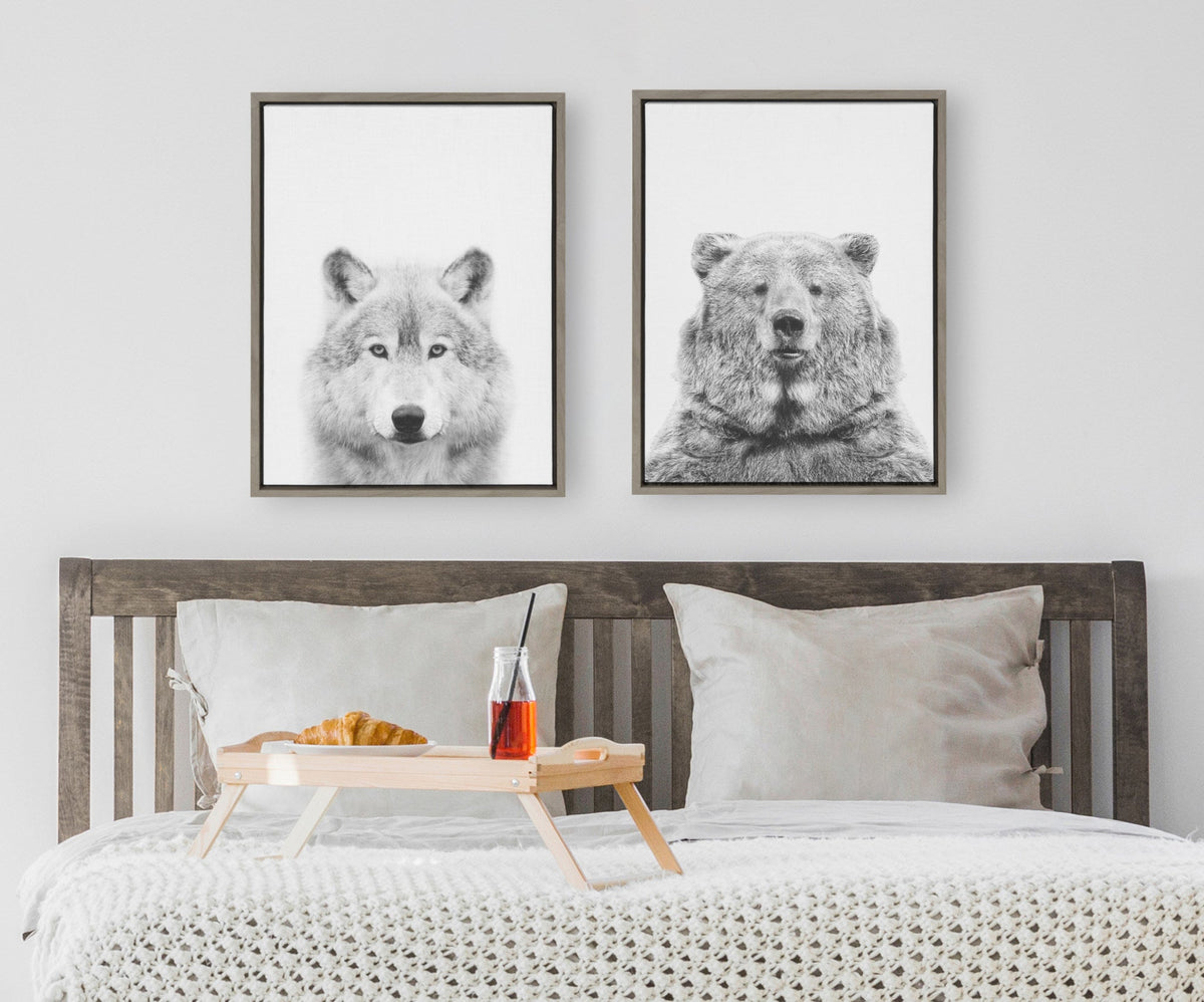 Sylvie Wolf and Bear European Framed Canvas Art Set of 2 by Simon Te of Tai Prints