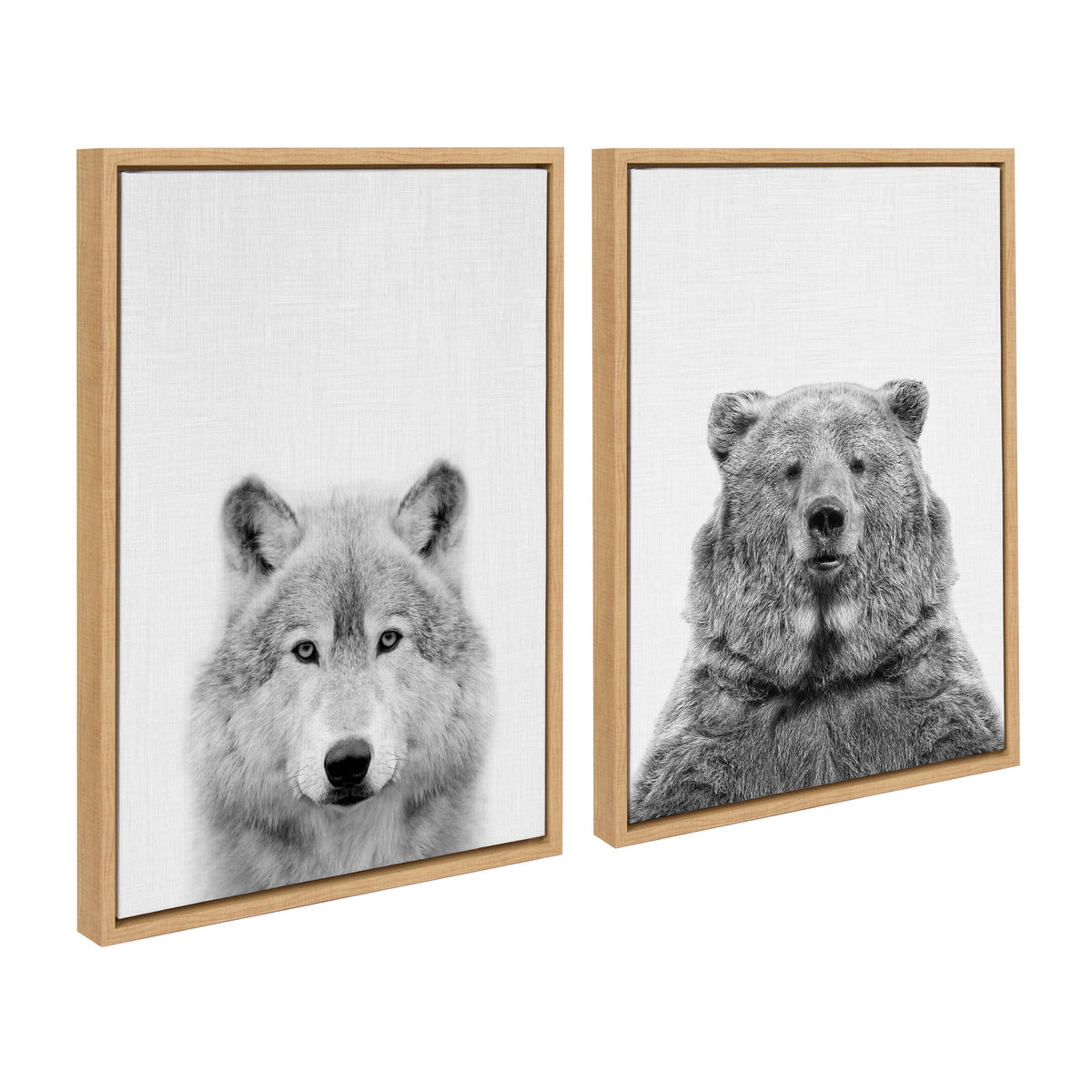 Sylvie Wolf and Bear European Framed Canvas Art Set of 2 by Simon Te of Tai Prints