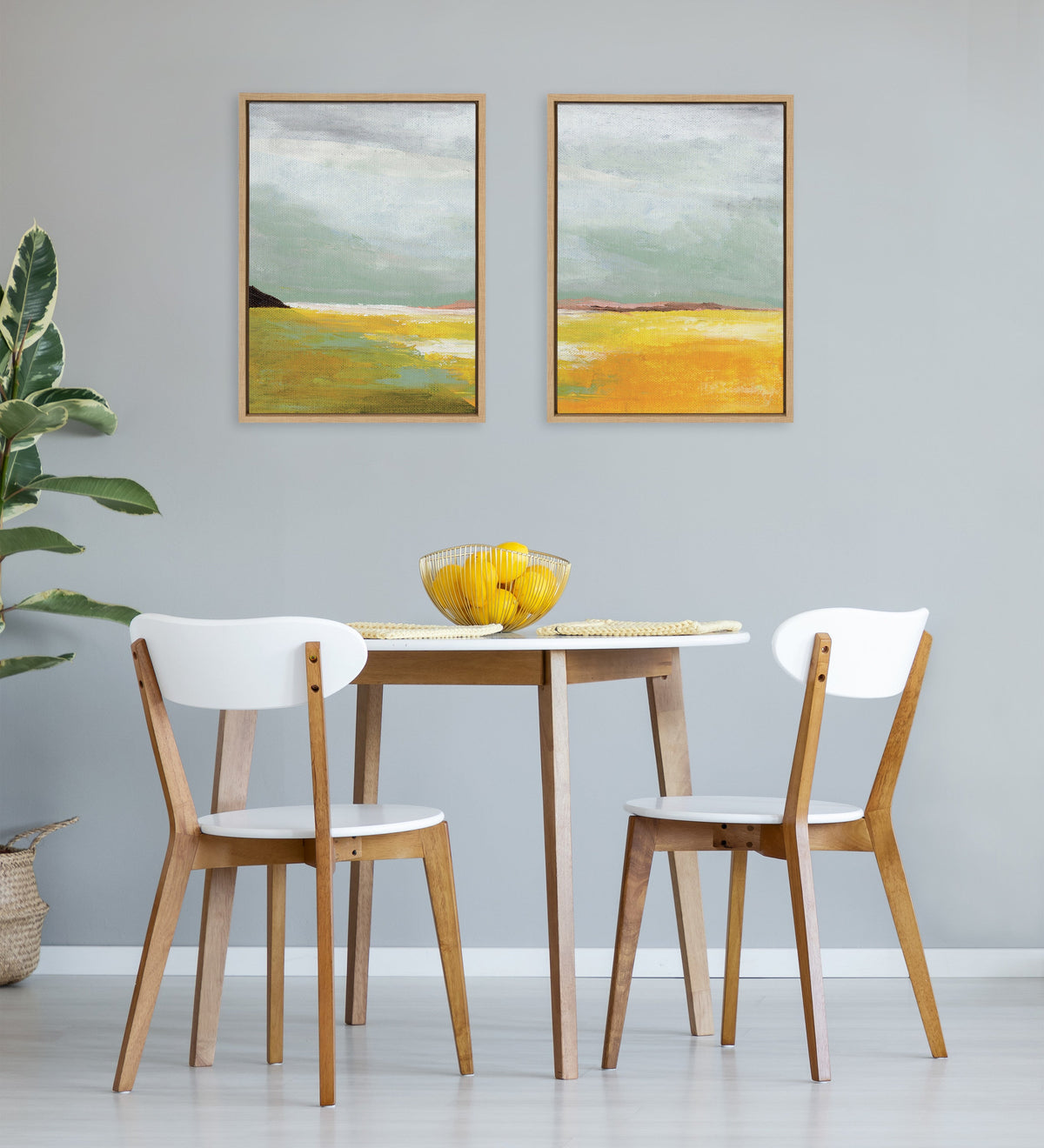 Sylvie Golden Root Lake I and II Framed Canvas Art Set of 2 by Nikita Jariwala
