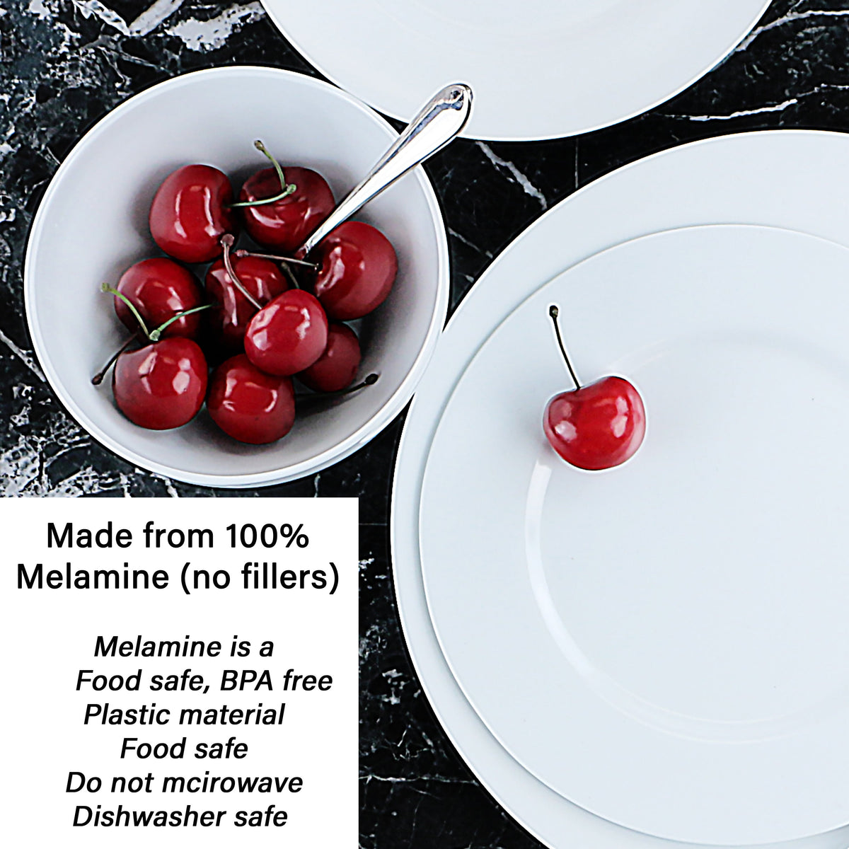 12-Piece Melamine Dinnerware Set for 4, White