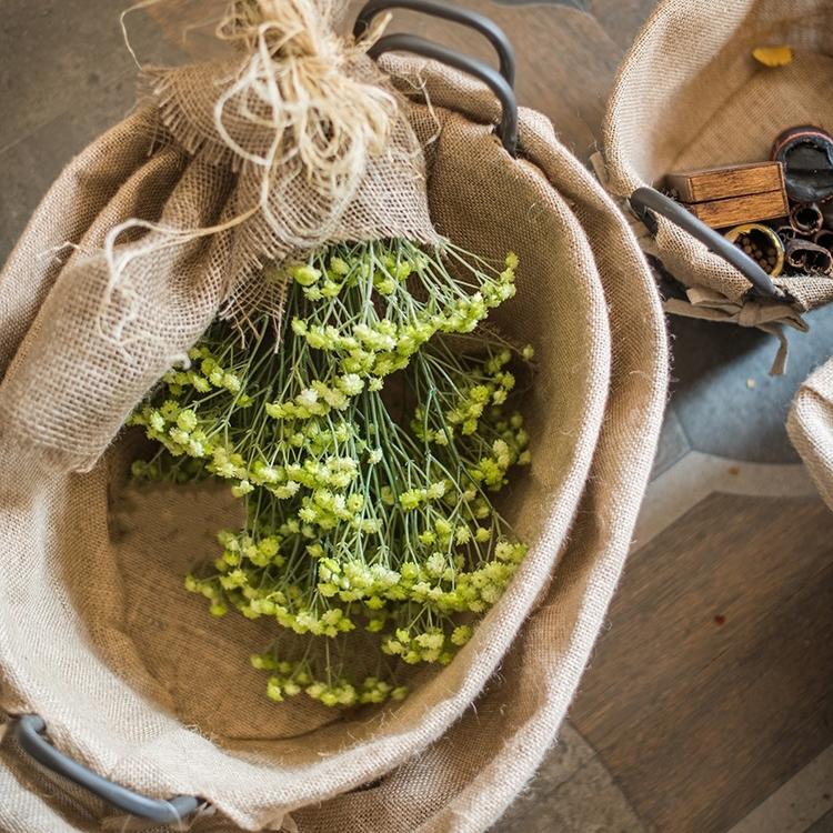 Oval Wire Basket with Linen Liner