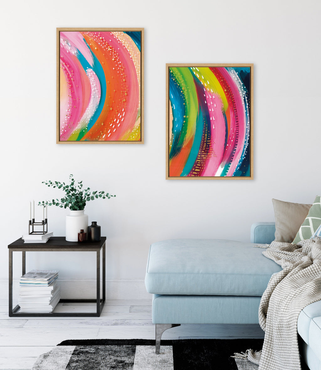 Sylvie Bright Abstract Left and Right Framed Canvas Art Set of 2 by Jessi Raulet of Ettavee