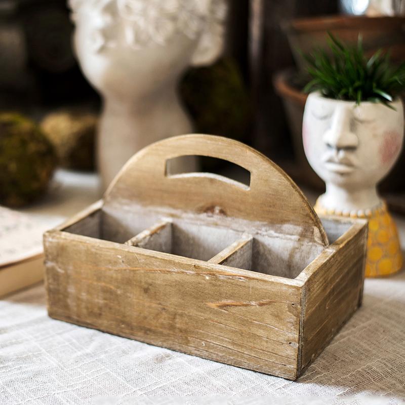 Wooden Basket with Carry Handle