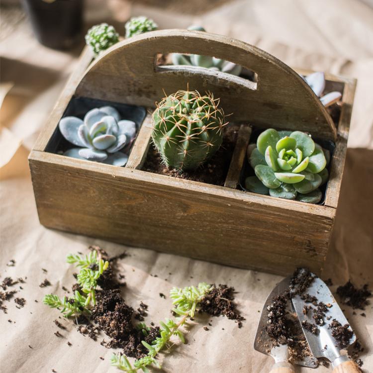 Wooden Basket with Carry Handle