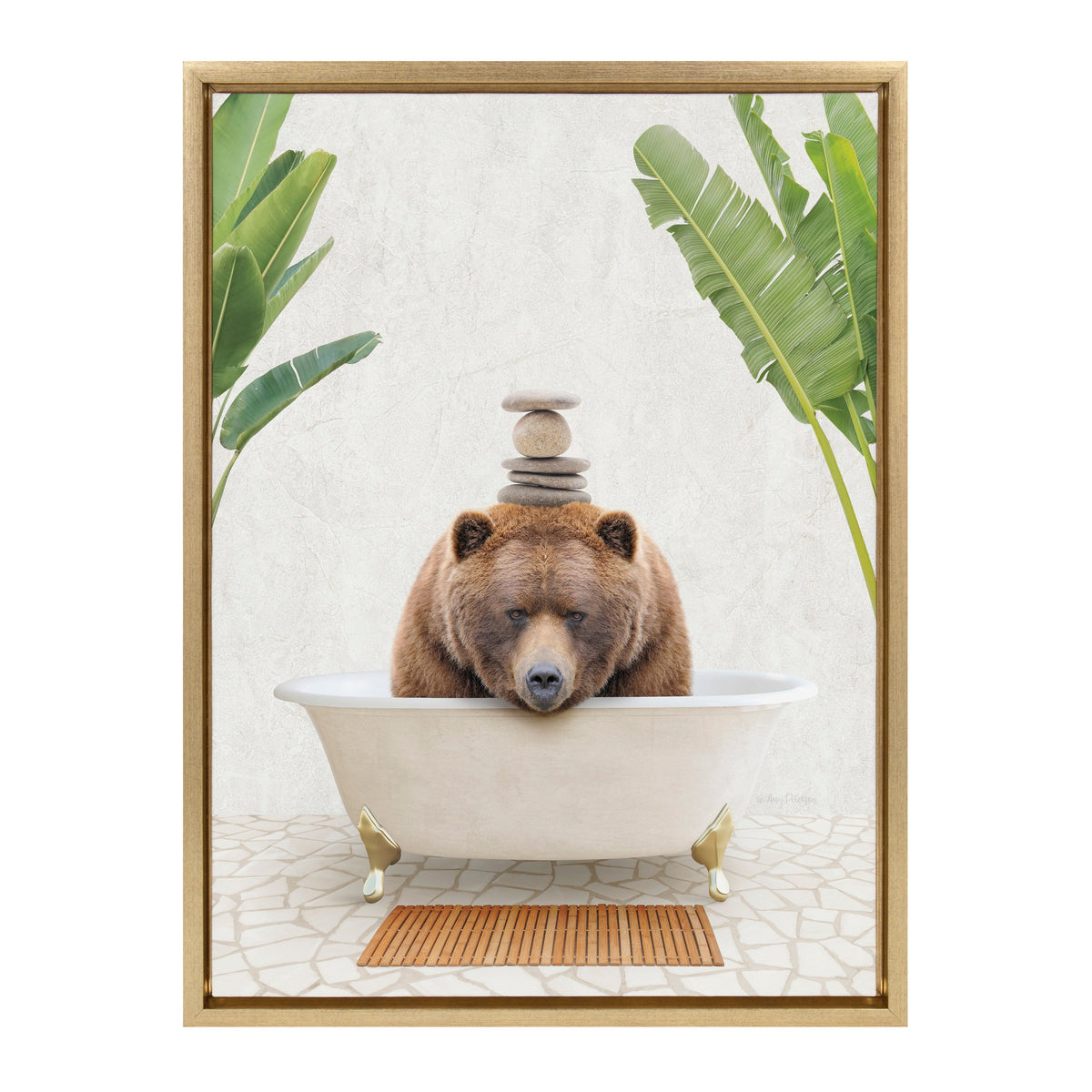 Sylvie Big Bear Bali Bath Framed Canvas by Amy Peterson Art Studio