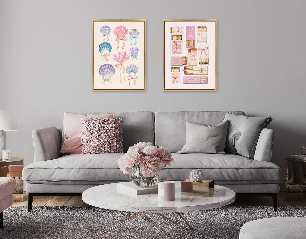Sylvie Seashell Bows Framed Canvas by Honey Island Studio