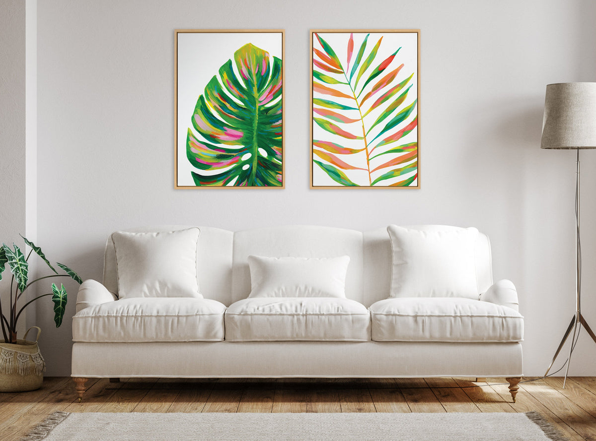 Sylvie EV Monstera and EV Palma No 2 Framed Canvas Art Set of 2 by Jessi Raulet of Ettavee