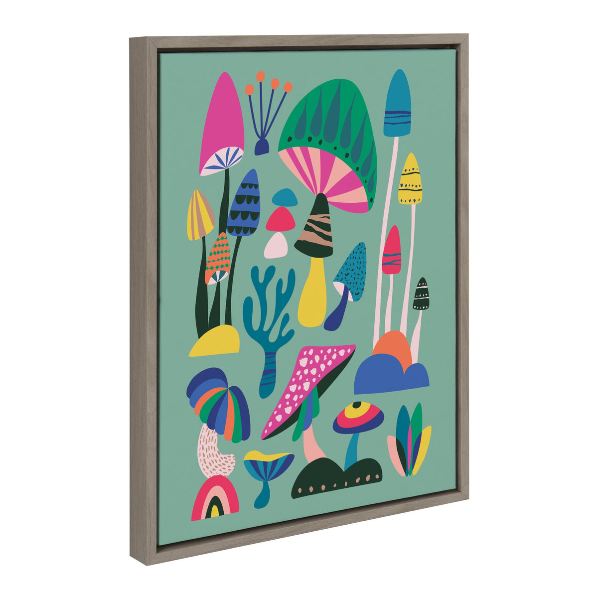Sylvie Mid Century Modern Magic Mushrooms Framed Canvas by Rachel Lee of My Dream Wall