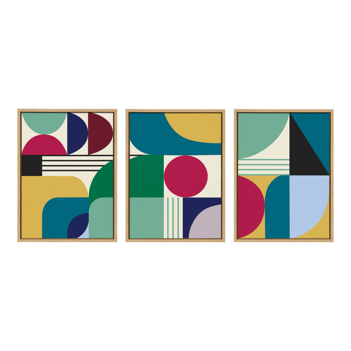 Sylvie MCM Pattern 07 08 and 09 Framed Canvas Set of 3 by Rachel Lee of My Dream Wall