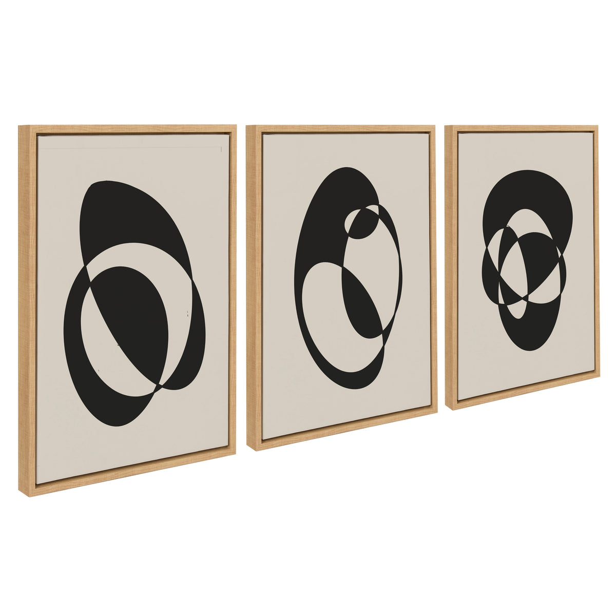 Sylvie Retro Midcentury Modern Abstract Graphic Shapes Framed Canvas Art Set by The Creative Bunch Studio