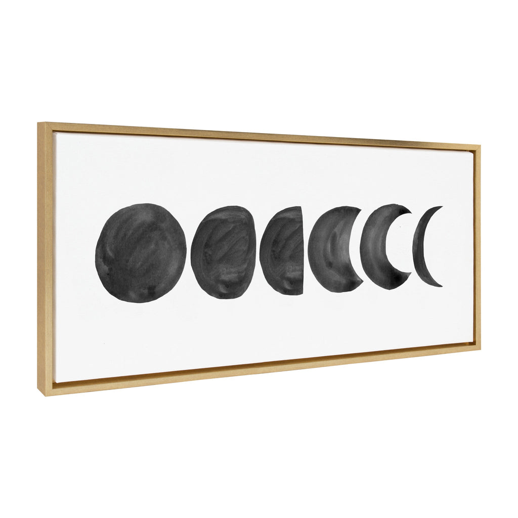 Sylvie Linear Moon Phases BW Framed Canvas by Teju Reval of SnazzyHues