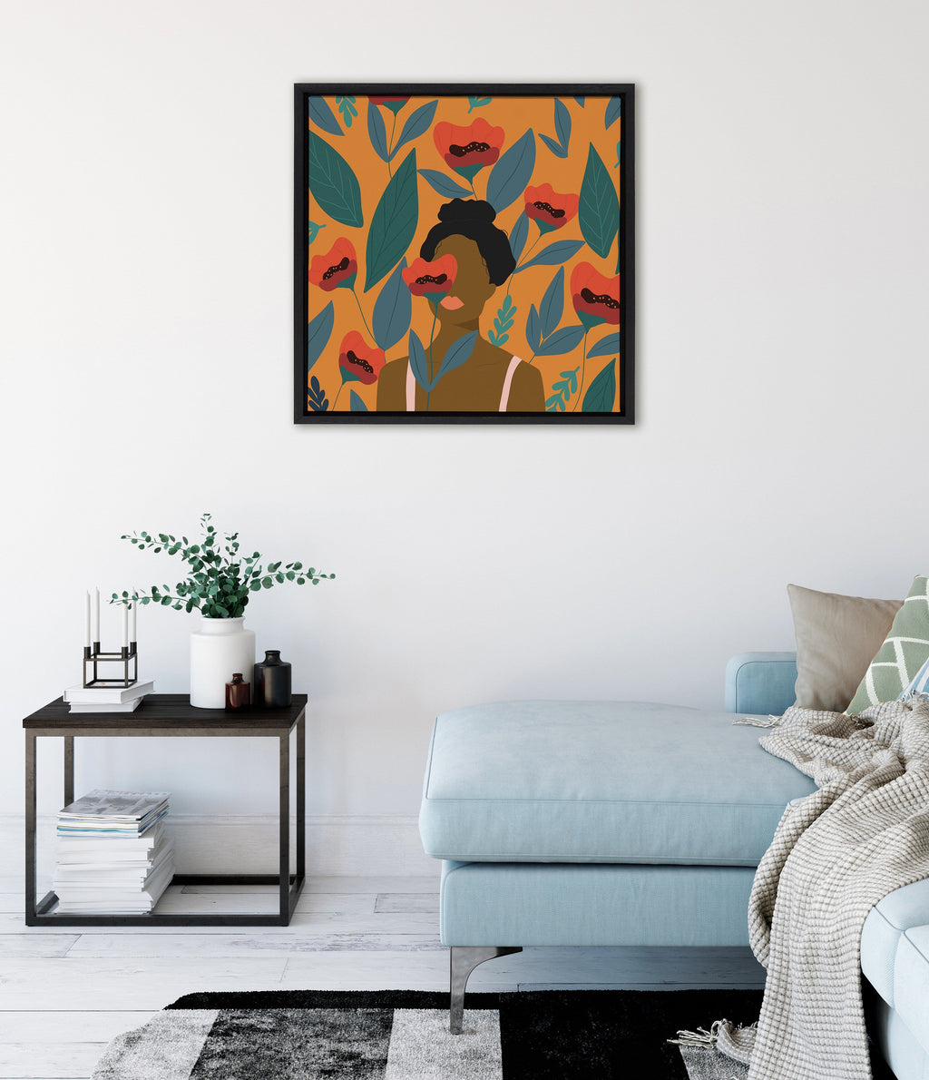 Sylvie Smell the Roses Framed Canvas by Oris Eddu
