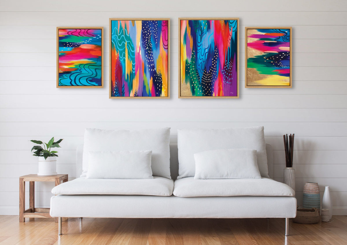 Sylvie EV Brushstroke 128 Framed Canvas Art Set of 4 by Jessi Raulet of Ettavee