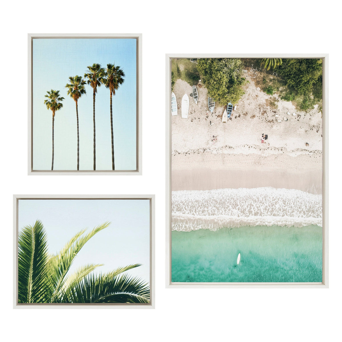 Sylvie Tropical Beach Framed Canvas Set of 3