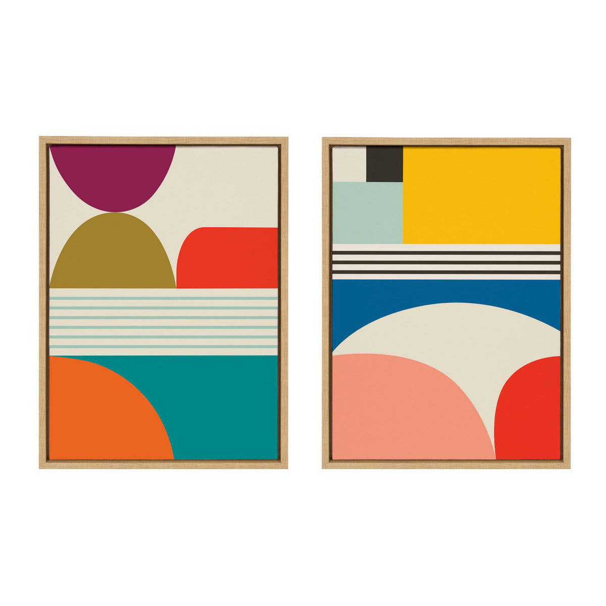 Sylvie Mid Century Modern Patterns Framed Canvas Set of 2 by Rachel Lee of My Dream Wall